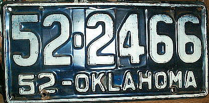 Oklahoma car plate